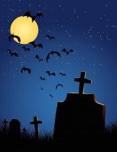 Minidrama Midnatt på kyrkogården-rolig festlek för halloween